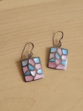 Sterling 925 Pastel Stained Glass Wire Earrings